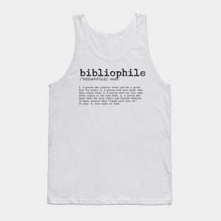 Bibliophile Definition Dictionary Art Tank Top